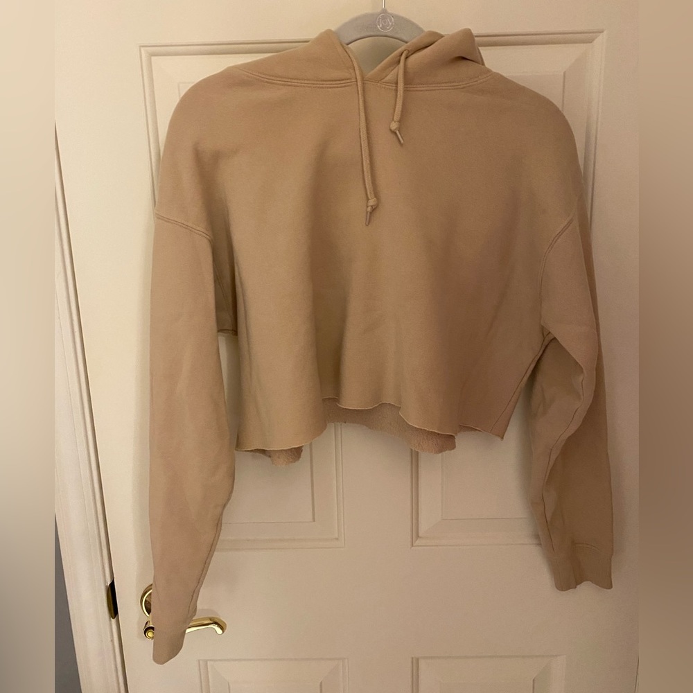Tan Urban Outfitters Cropped Sweatshirt, Small